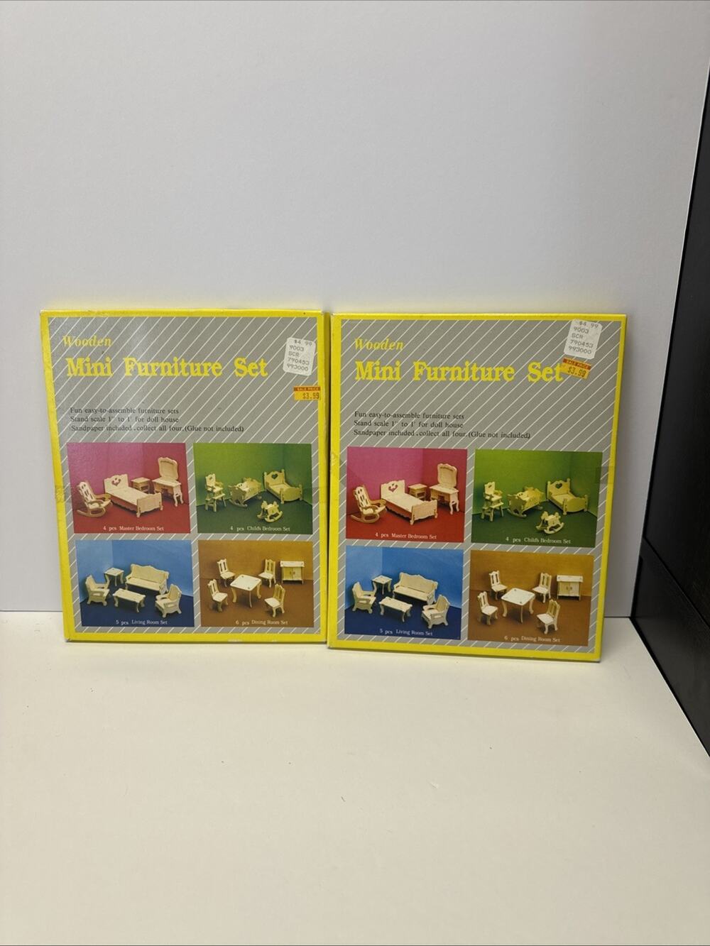 Lot Of 2 Wooden Mini Furniture Set Fun Easy To Assemble For Dollhouses Vtg 1988